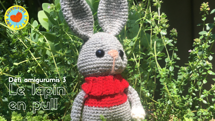 Photo de l'article sur le modèle d'amigurumi lapin au pull rouge